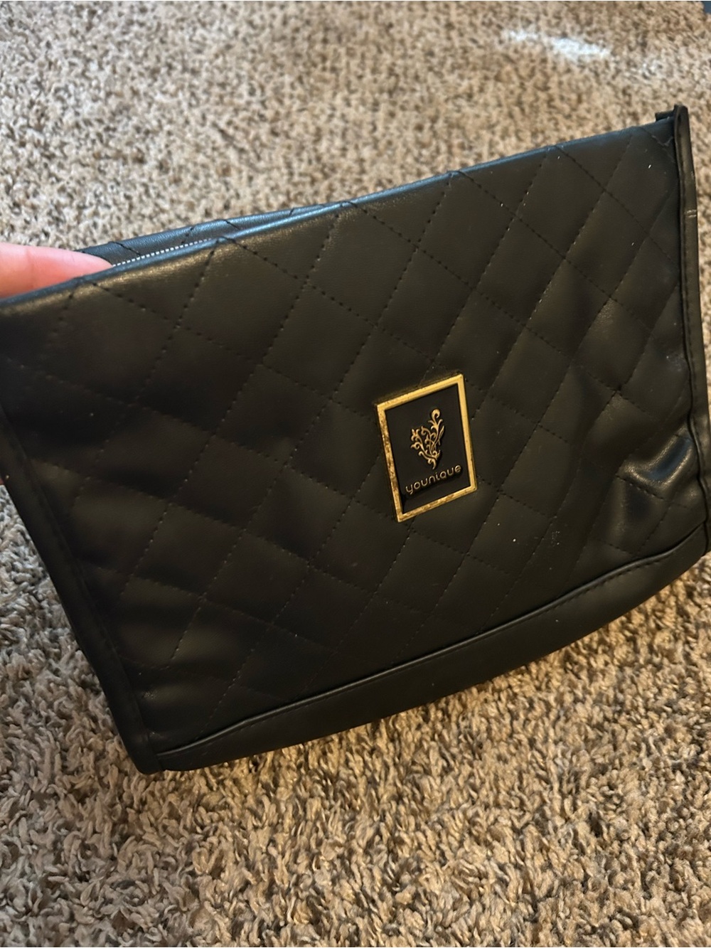Younique Quilted Black Cosmetic Clutch